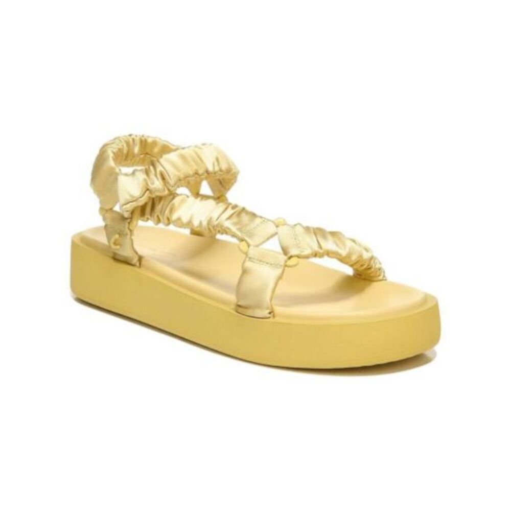 NWT CIRCUS NY Womens Yellow Harlene Round Toe Platform Slip On Sandals 8